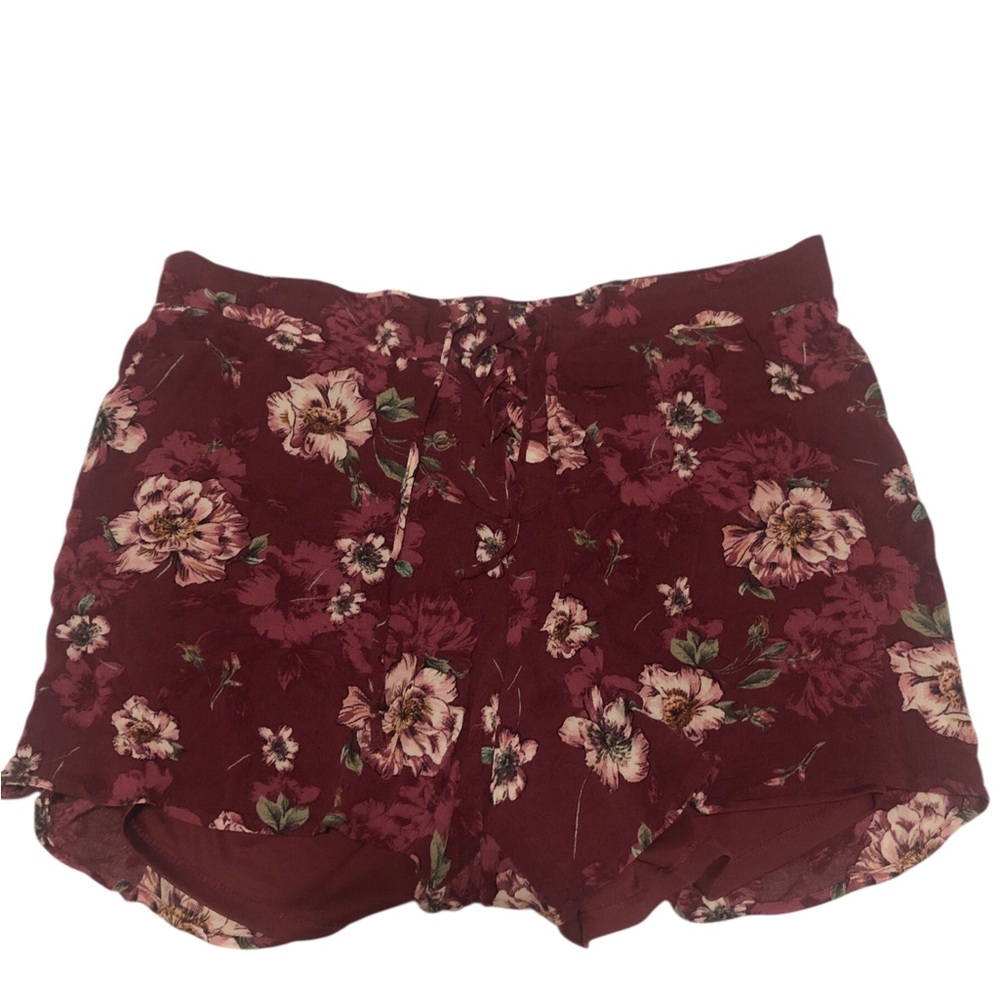 Torrid Burgundy Floral High Waist Shorts